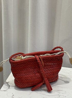 头层树膏牛皮手工编织小号斜挎手机包