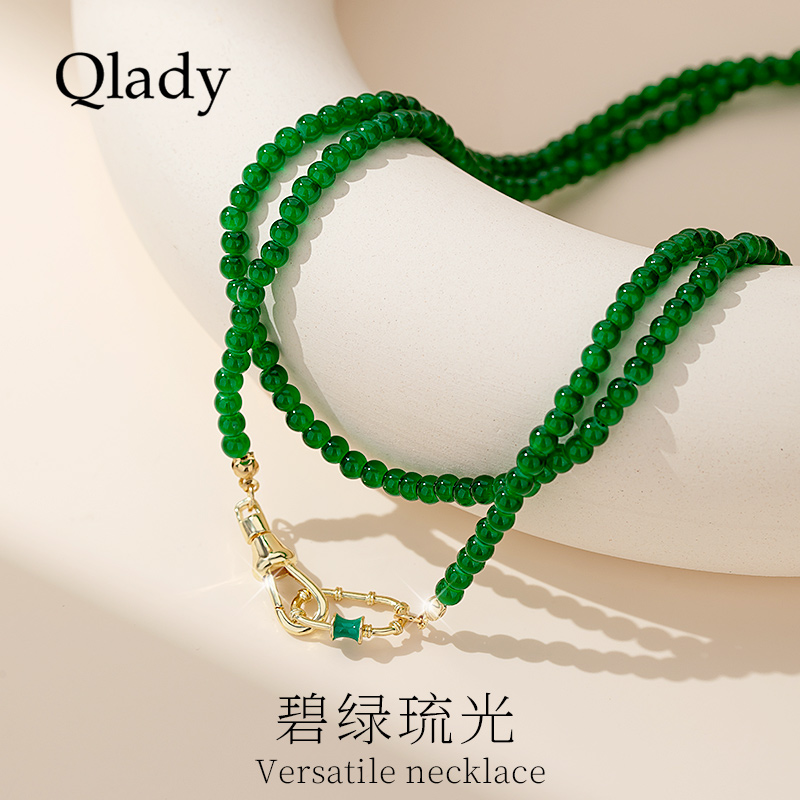 饰品双层项链女款2025新款高级感轻奢小众配饰锁骨链毛衣链颈链