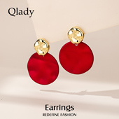红色耳饰耳夹耳环女2026新款 高级感气质耳钉纯银耳坠独特小众 爆款
