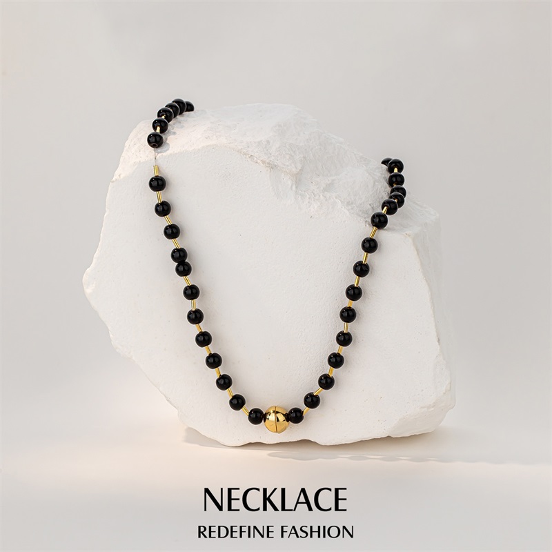 黑色项链吊坠女毛衣链配饰