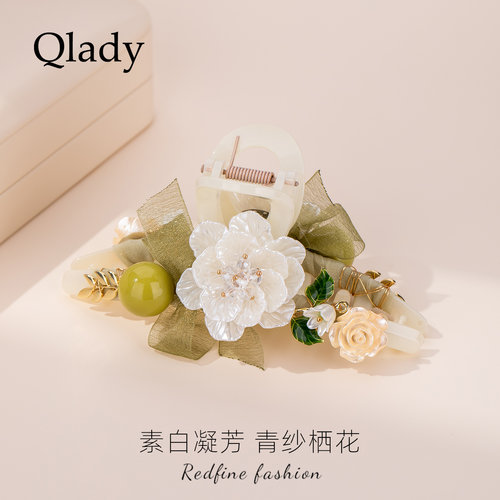 【新品】山茶花甜美发夹女后脑勺2026新款抓夹高级鲨鱼夹发饰头饰