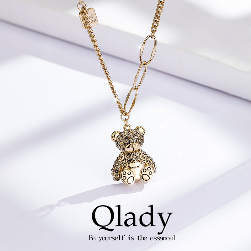 小熊卫衣毛衣链项链女款2024新款