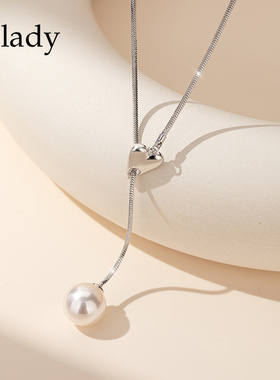 优雅项链仿珍珠高级感轻奢设计感女款2025新款配饰饰品吊坠抽拉