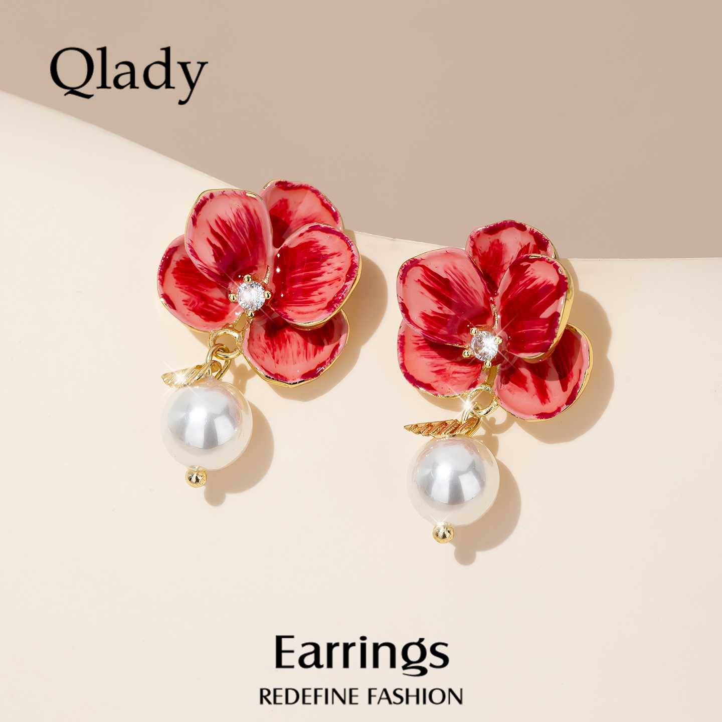 油画花朵耳钉耳饰女耳环2025新款爆款高级感轻奢度假风耳夹无耳洞