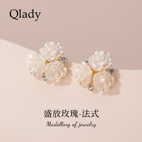 玫瑰花耳饰耳钉女独特漂亮耳环