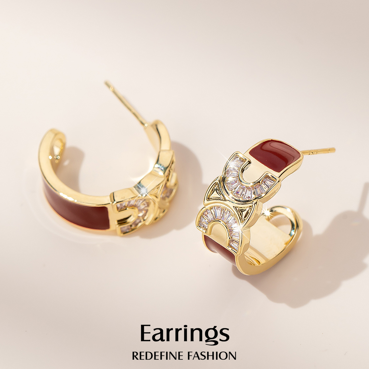 【新品】耳圈耳扣金色耳饰女独特漂亮银耳环2025新款爆高级感耳钉