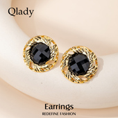 高级感耳坠 爆款 新品 复古树脂耳钉金色耳饰女夸张耳环2026新款