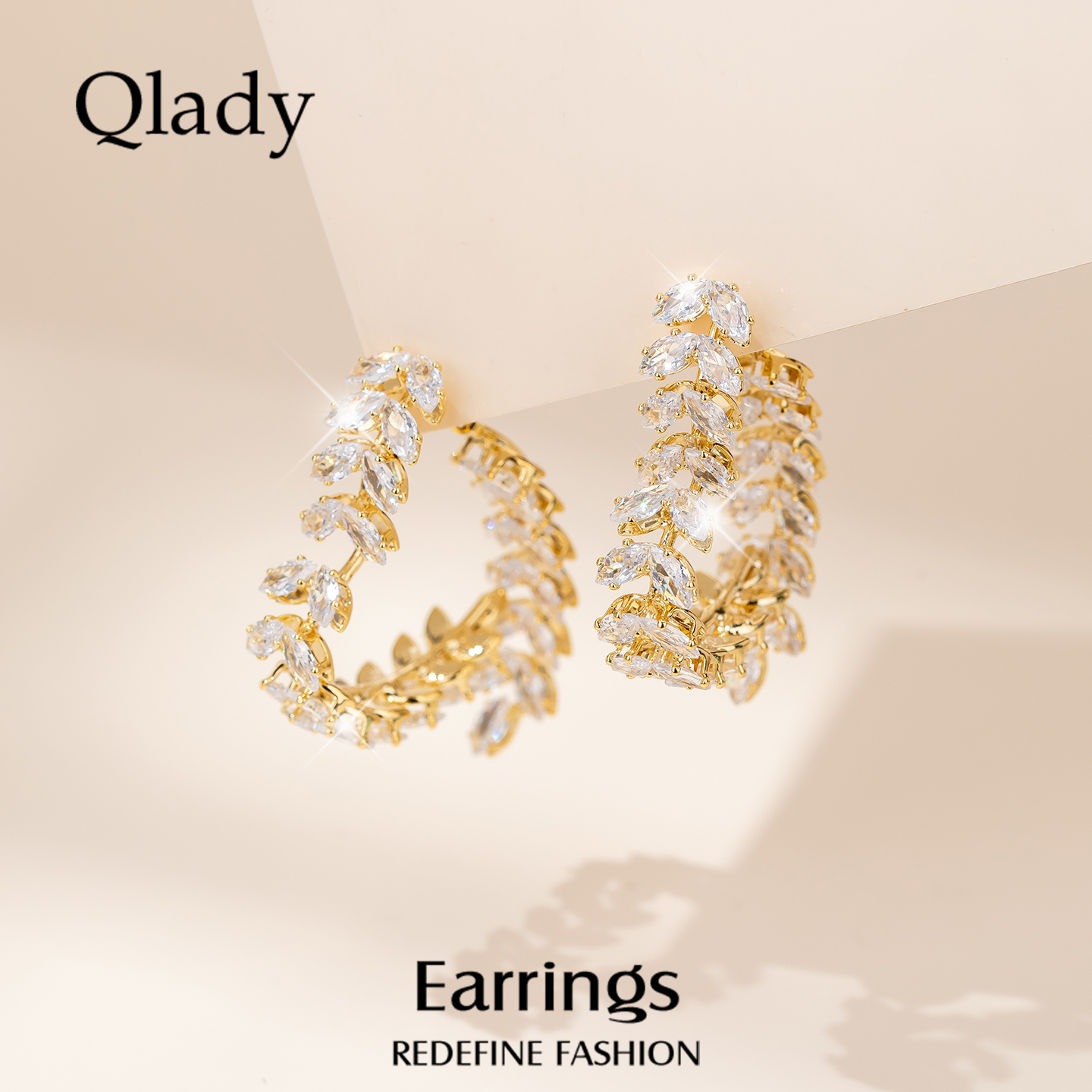 【新品】闪耀爱心麦穗耳钉金色耳饰女耳环2025新款爆款高级感耳坠