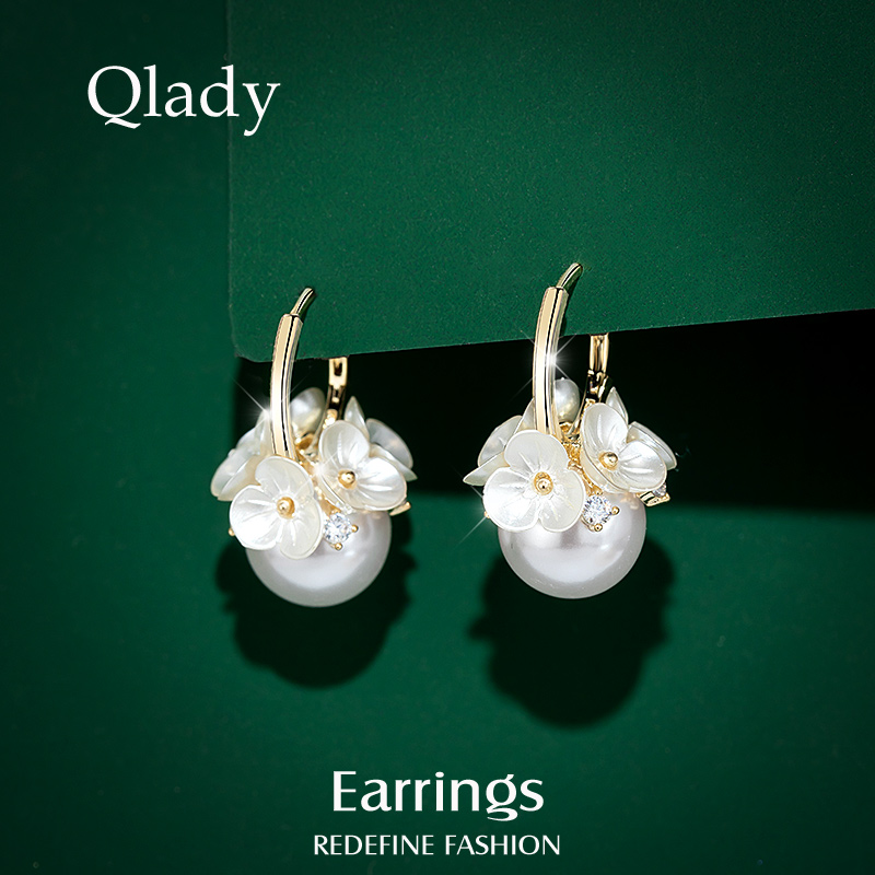 耳环花朵小众气质贝珠