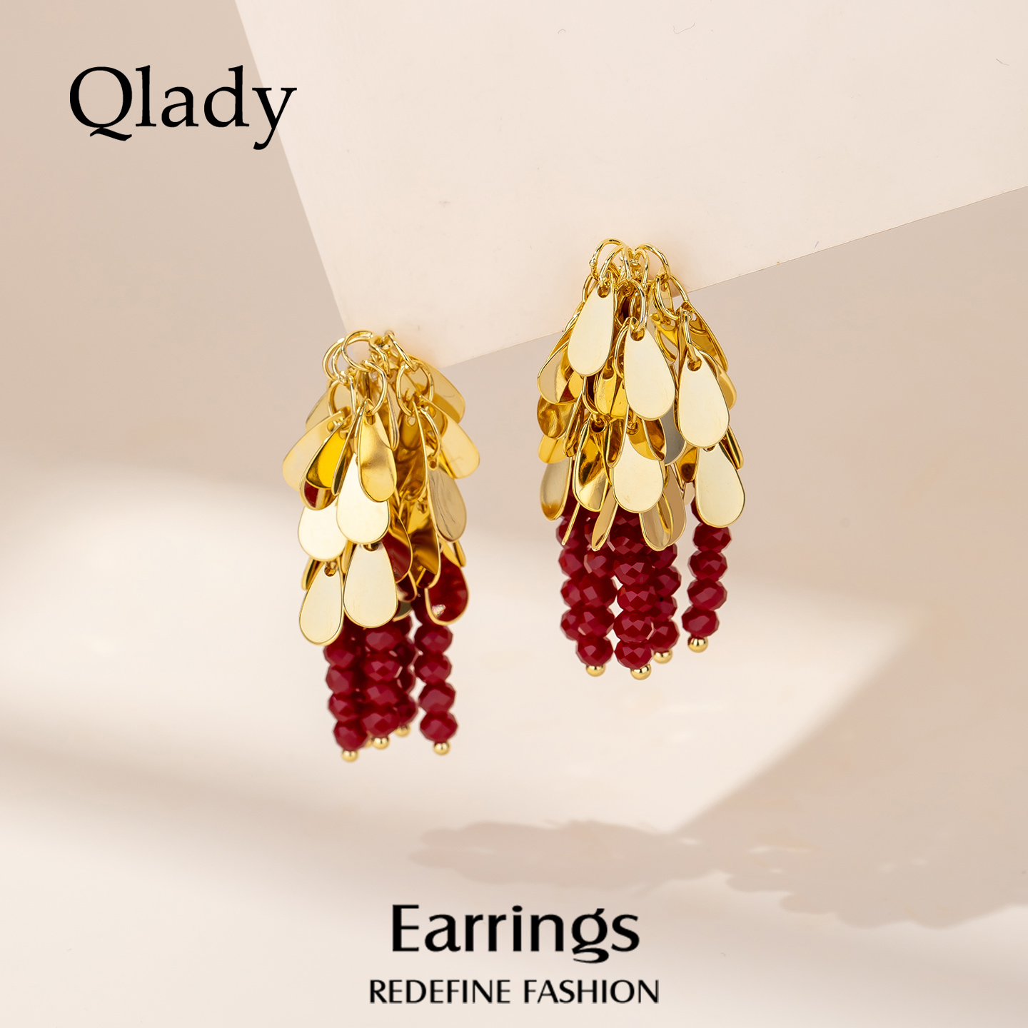 【新品】金红色流苏耳饰女耳钉巨好看耳环2025新款爆款高级感耳坠