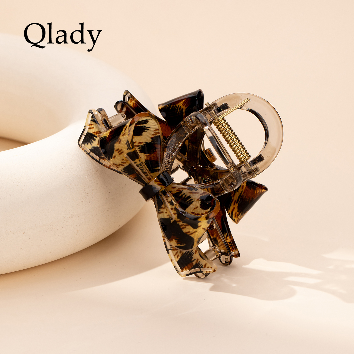 豹纹蝴蝶结抓夹发夹女2025新款高端后脑勺头发夹子发饰鲨鱼夹头饰