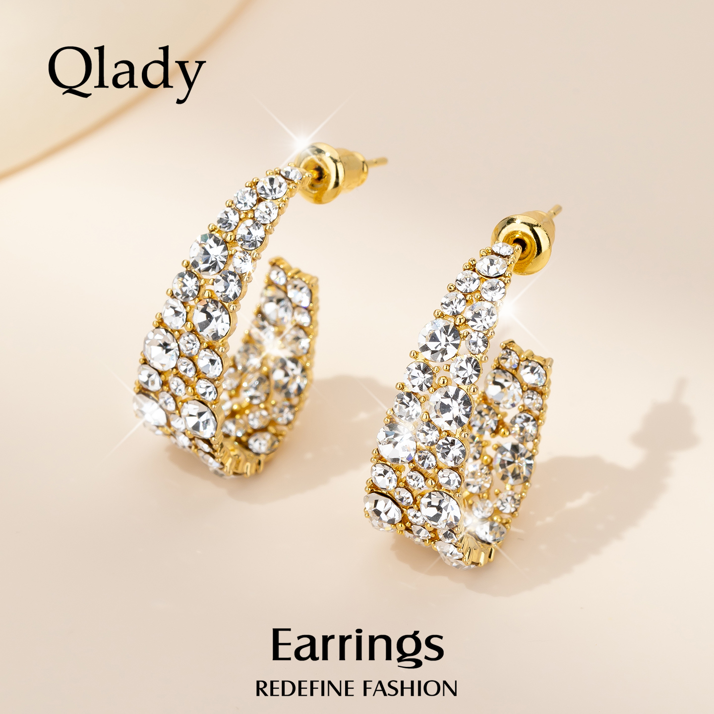 爆闪耳饰银耳钉女耳坠大圈圈独特漂亮耳环2025新款爆款高级感轻奢