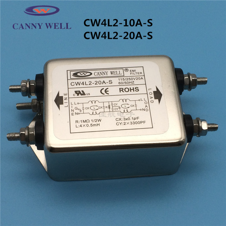 CW4L2台湾CANNYWELL电源滤波器220V电源净化器双级CW4L2-10A20A-S