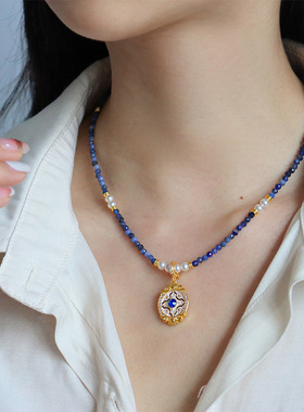 新中式时尚轻奢滴油锆石珍珠项链女高级感复古精致百搭串珠锁骨