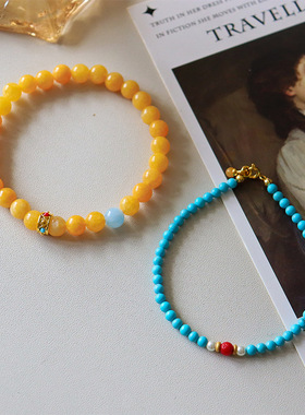 原创新中式轻奢简约绿松石串珠手链女高级感时尚气质复古小众