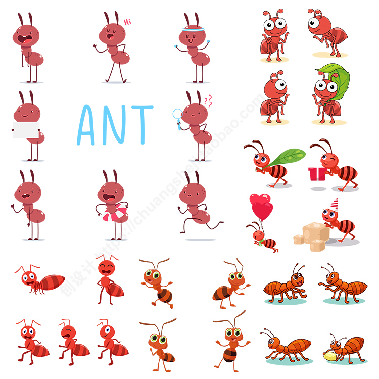 卡通蚂蚁插画  可爱红蚂蚁形象图案 AI格式矢量设计素材高性价比高么？