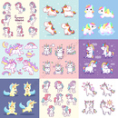 矢量设计素材 AI格式 卡通独角兽 可爱天马彩虹小白马飞马神兽插画