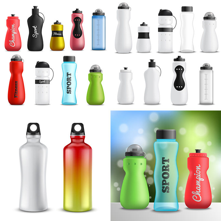 运动水壶 磨砂质感水杯瓶子外观效果 非实物 AI格式矢量设计素材