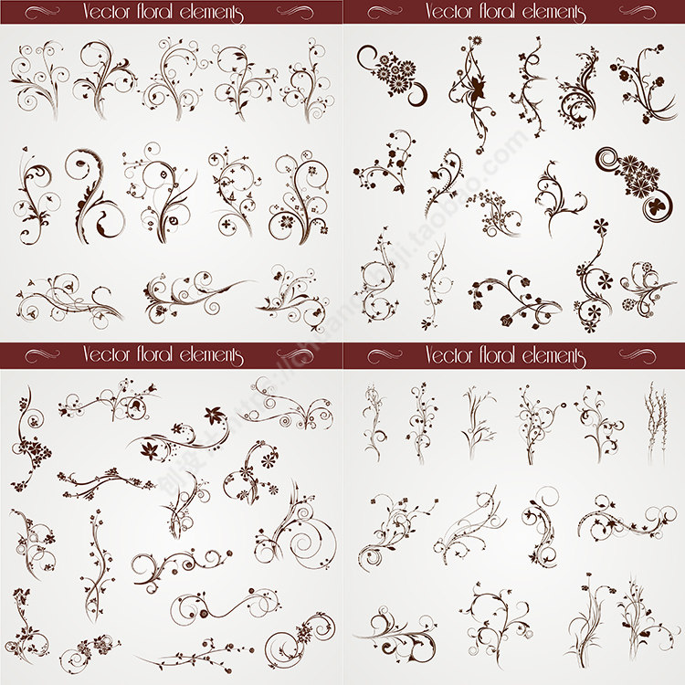 植物纹样花纹 多款装饰花纹花边 花藤 藤蔓 ai格式矢量设计素材