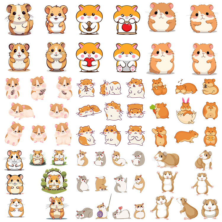 卡通仓鼠插画 可爱动物宠物形象 AI格式矢量素设计素材