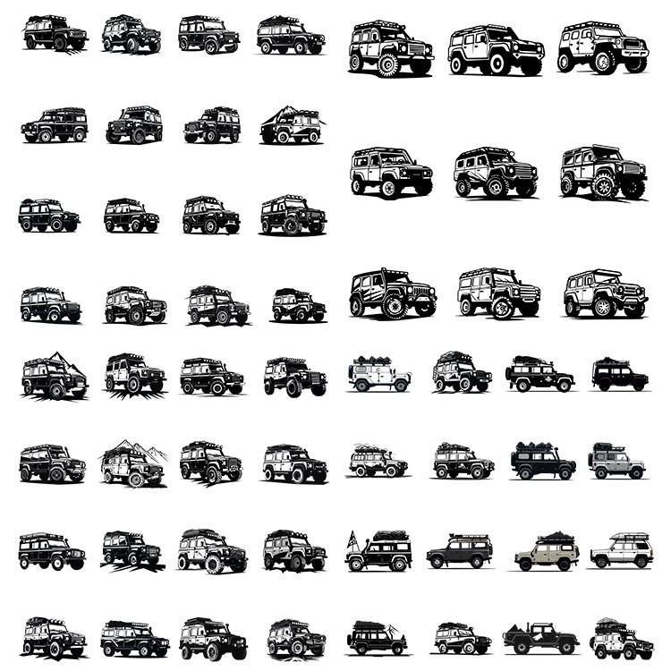 越野车剪影 卡通吉普车图标 AI格式矢量素设计素材