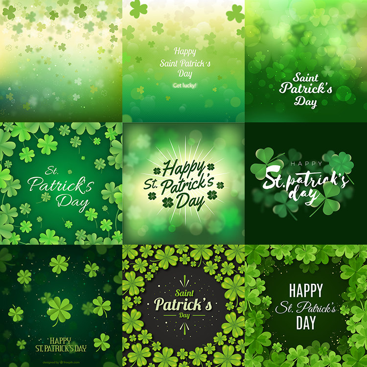 四叶草海报背景 清新自然绿色幸运草植物叶子 ai格式矢量设计素材