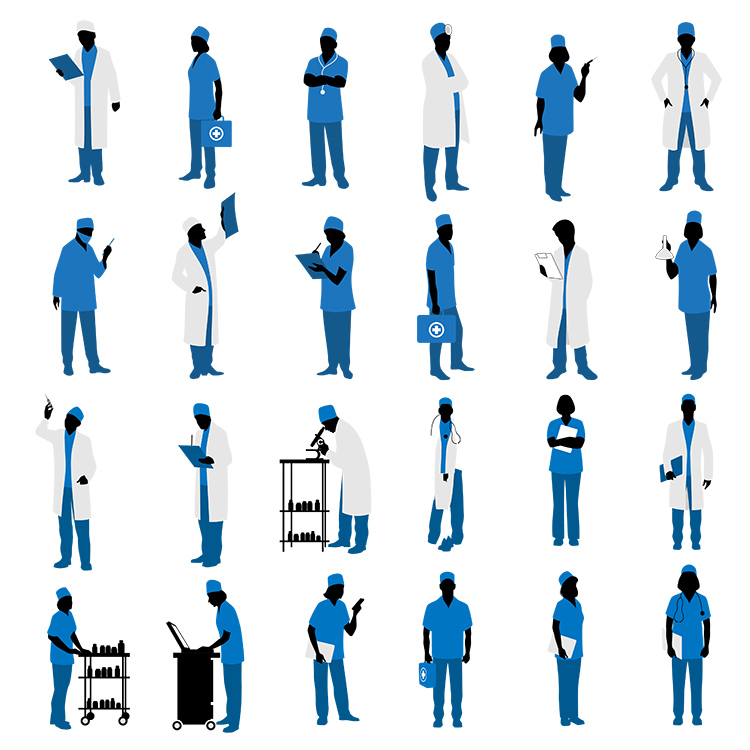 医生人物剪影 24款医生医护人物形象剪影  ai格式矢量设计素材