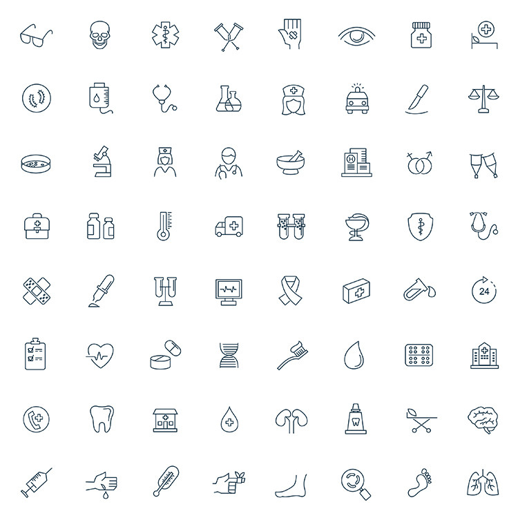 医疗图标 线描医院健康器械工具元素icon AI格式矢量设计素材