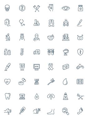 医疗图标 线描医院健康器械工具元素icon AI格式矢量设计素材