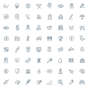 AI格式 素icon 矢量设计素材 线描医院健康器械工具元 医疗图标