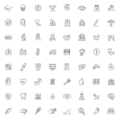 医疗图标 线描医院健康器械工具元素icon AI格式矢量设计素材
