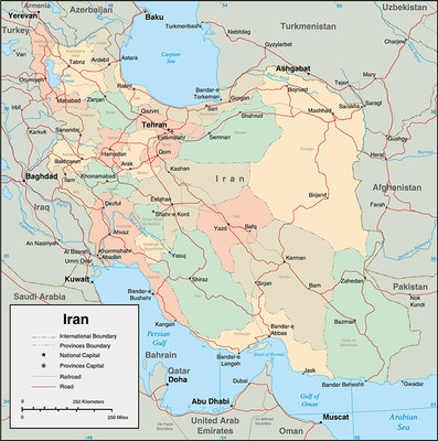 伊朗地图 英文版国家分区地图 非实物地图 AI格式矢量设计素材