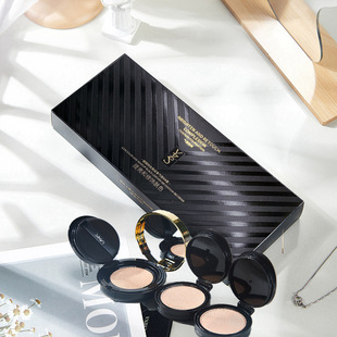 新品高定皮革气垫bb霜套盒水润遮瑕粉底液带替换装