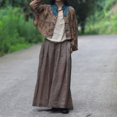 武士裤高腰阔腿裤飘逸复古