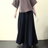 文艺宽松黑色长裤 复古茶服打坐禅舞裙裤 棉麻休闲阔腿裤 婆娑