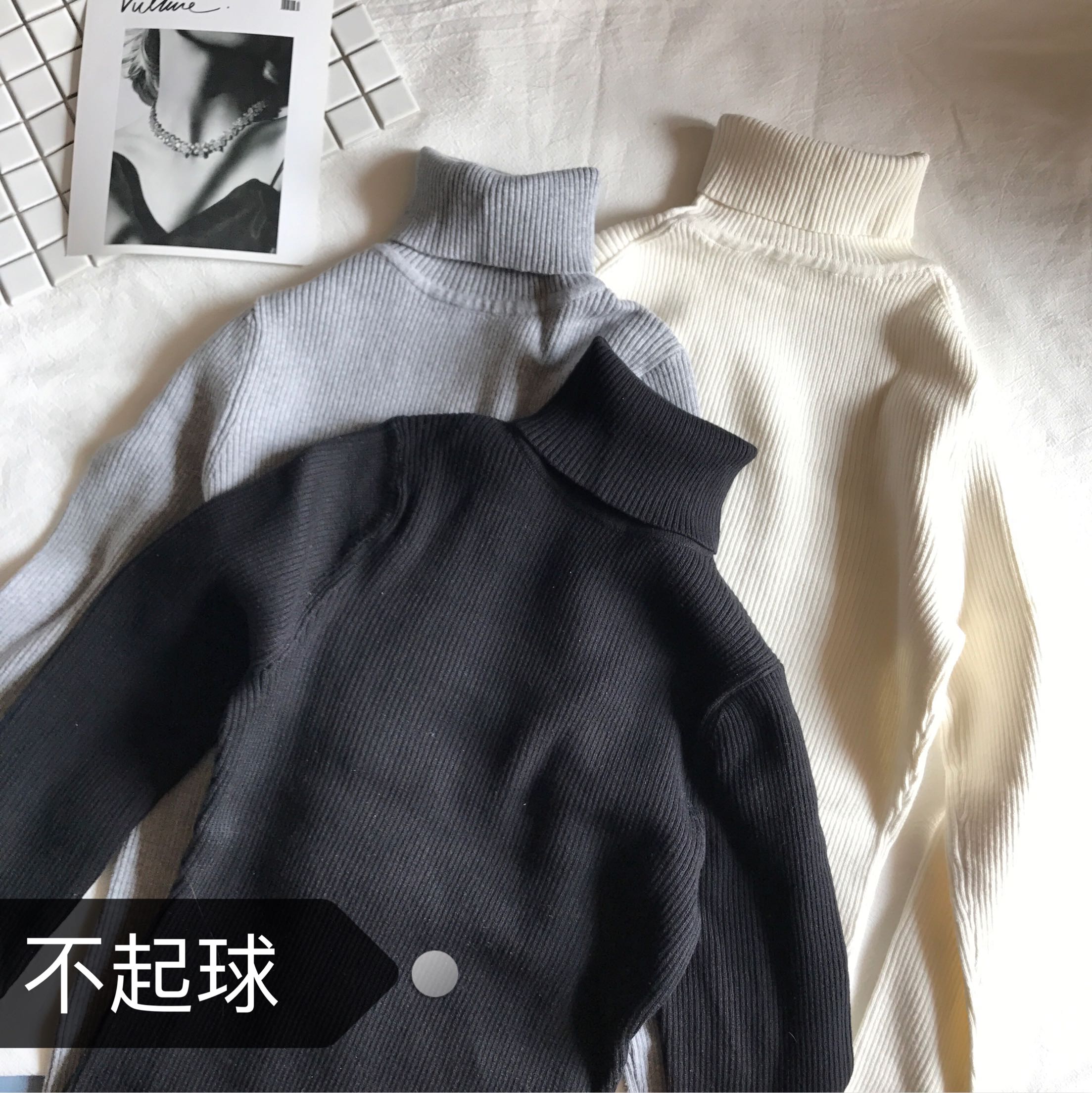 翻领修身全棉薄毛衣起球针织衫