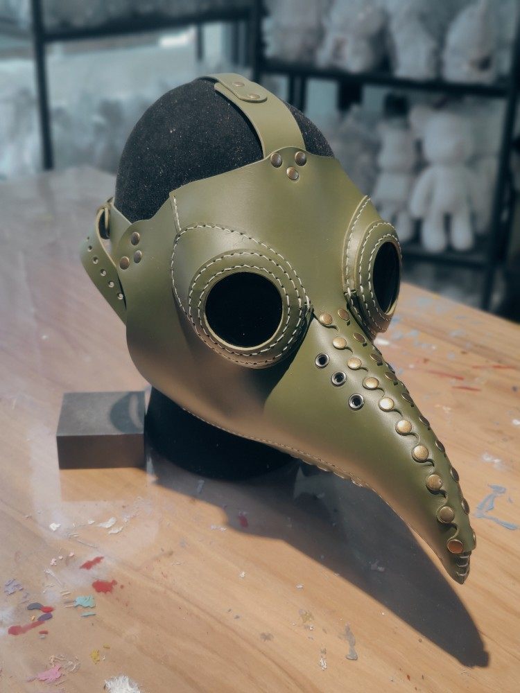 真皮瘟疫医生鸟嘴面具 头层牛皮纯手工缝制 56-60头围可戴