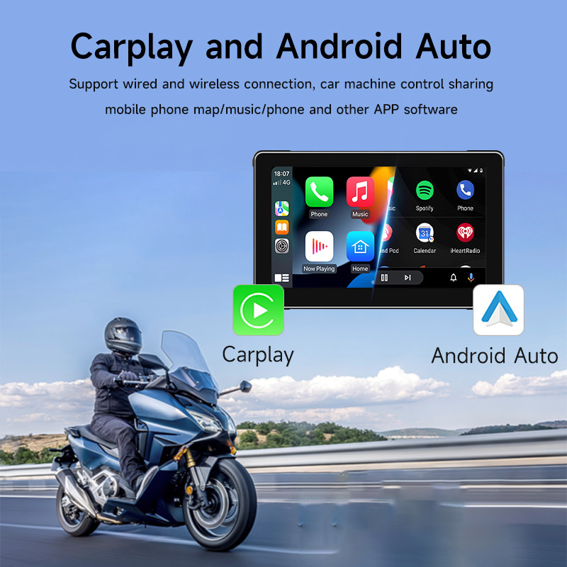 7寸防水摩托车导航仪苹果无线CarPlay安卓Android auto Airplay