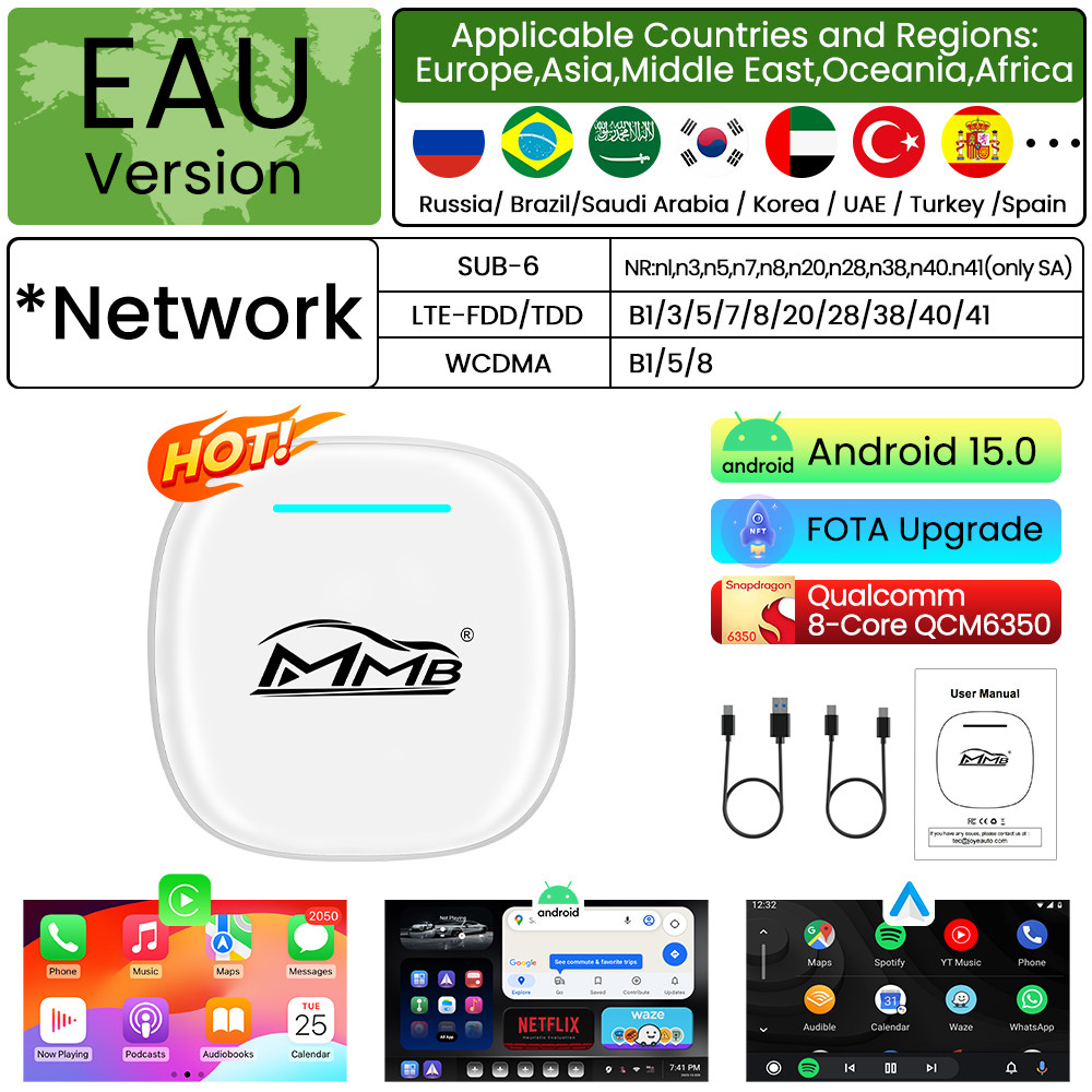 MMB高通6350安卓盒子Android 15八核8+128G YT NF视频播放盒HDMI