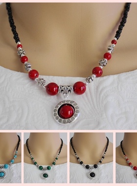 云南民族风饰品复古天眼项链彩珠