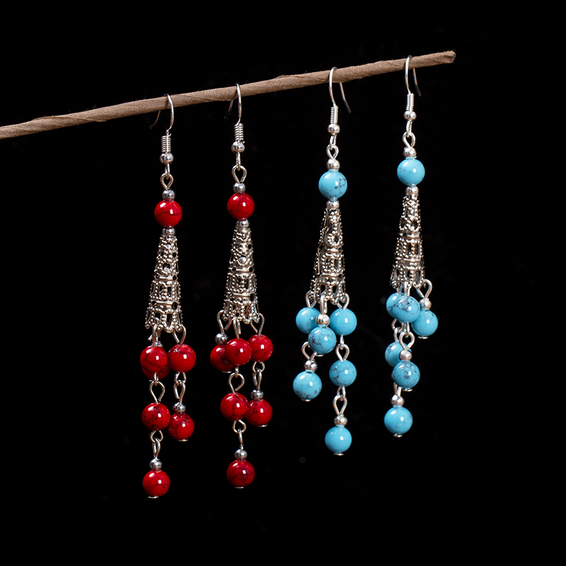 原创饰品云南绿松石长款耳坠