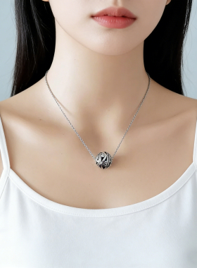 复古圆形短款项链苗银