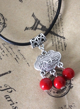 云南民族风长命锁吊坠藏银合金