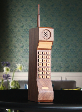 大哥大手机道具摆件黑胡桃实木复古怀旧老物件70后80后90年代经典