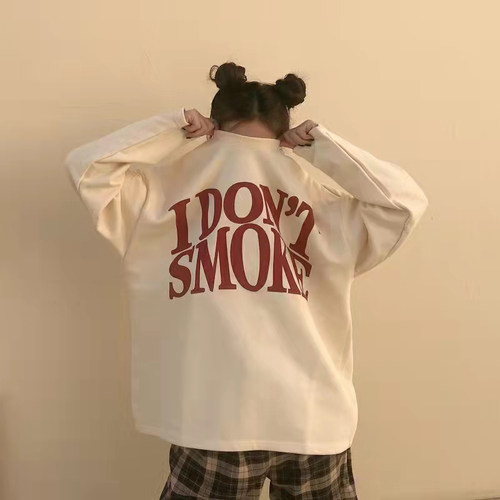 IDONTSMOKE长袖圆领T恤