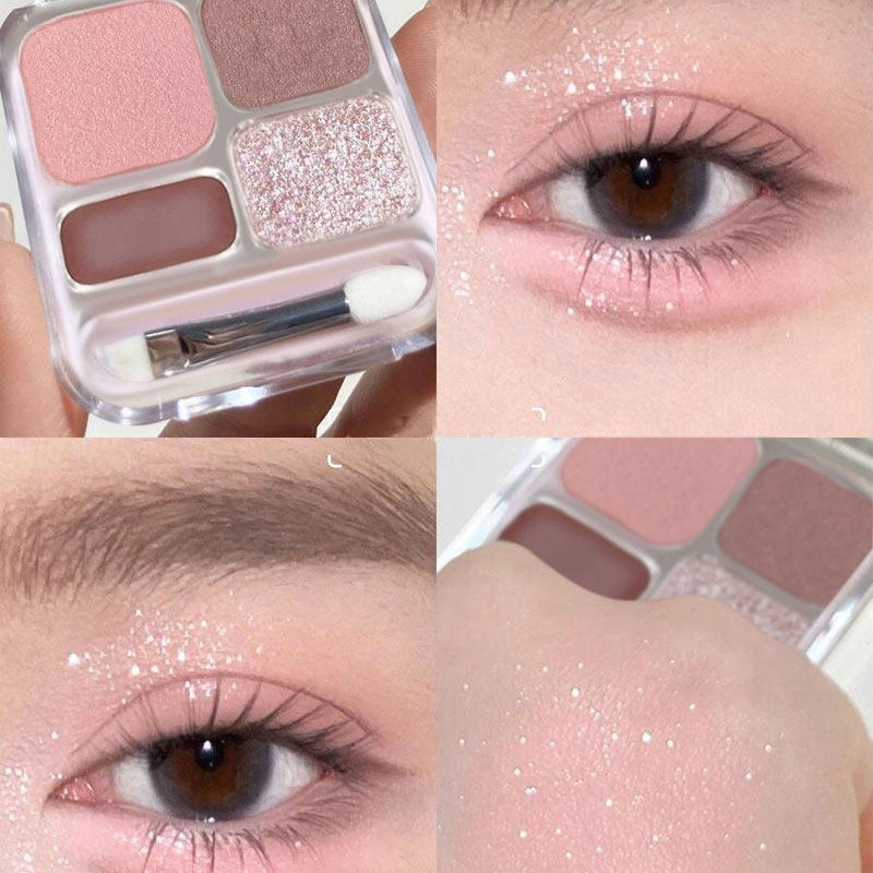 【送双头刷】妈生感四色卧蚕盘眼影盘眼线下至平价学生新手化妆品