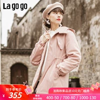 Lagogo / 拉 谷 Mùa đông mới màu chủ đạo màu hồng gió áo khoác cotton nữ HCQQ339C47 - Bông áo phao gile nữ dáng ngắn