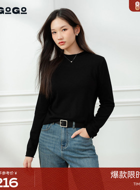 全羊毛LAGOGO半高领针织衫女拉谷谷2025年冬季新款打底ODMM439A64