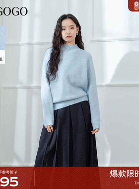 【抗起球】LAGOGO拉谷谷彩点纱线毛衣女冬新款宽松针织上衣