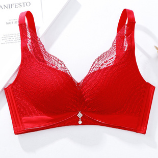 本命年75A80B大红内衣聚拢调整型薄厚款 无钢圈收副乳上托无痕文胸